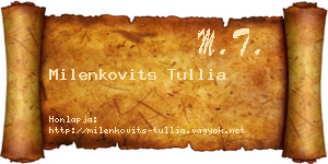 Milenkovits Tullia névjegykártya